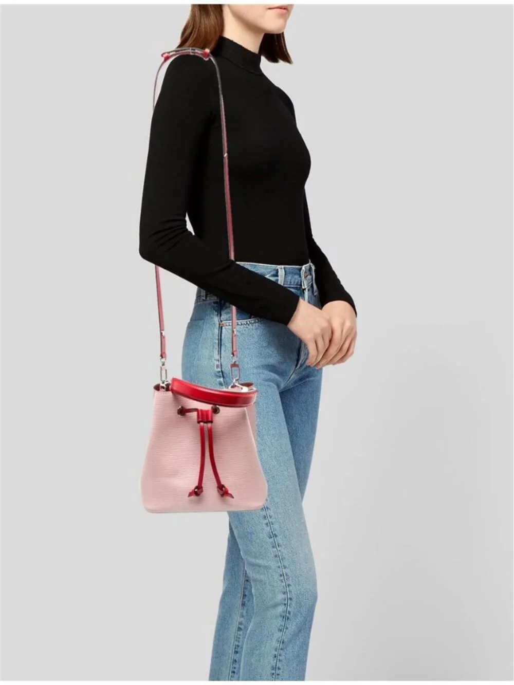 Louis Vuitton Epi Néonoé BB Rose Ballerine Colorblock Bucket Bag Pink Red, lux